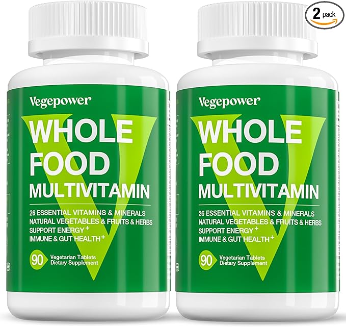 Vegan Whole Food Multivitamin for Men, Methylated Multivitamin for Men and Women, Organic Fruit and Veggies Supplement, Herb & Mushroom Blend, Plant Omegas, All Natural, Non-GMO, 180 Count
