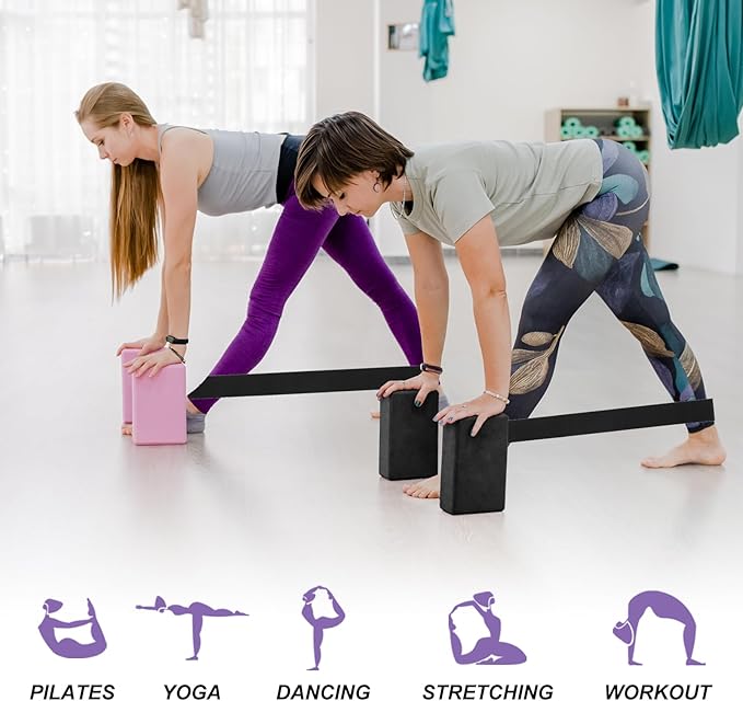 PATIKIL Yoga Blocks & Resistance Band Set, 10 Pack High-Density EVA Foam Yoga Block Bulk 9"x6"x3" Non-Slip Dance Brick Lightweight for Women Gym Stretching Yoga Pilates