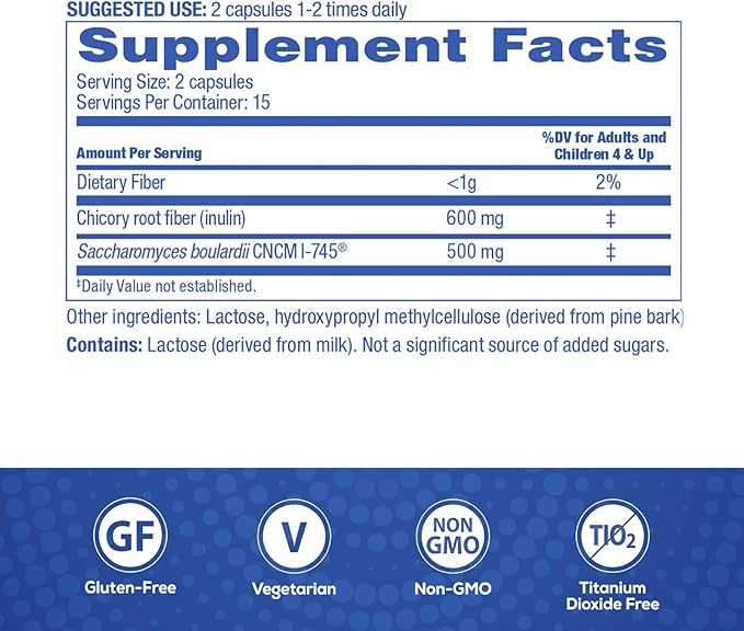 Florastor Select Pro+Pre Daily Probiotic and Prebiotic Supplement for Women and Men, Boosts Good Bacteria, Saccharomyces Boulardii CNCM I-745 (30 Capsules) (Pack of 1)