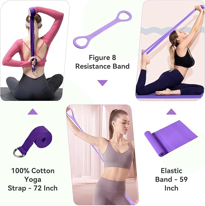 HASHMUST Pilates Ring Kit 12 PCS for Women, Home Workout Equipment with Magic Circle, Mini Exercise Ball, Resistance Bands, Massage Lacrosse, Yoga Strap, Full-Body Fitness Set for Toning & Gift