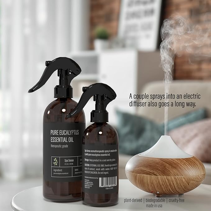 Pure Eucalyptus Oil Shower Mist and Steam Room Spray - Room Spray and Eucalyptus Spray for Shower - Premium Aromatherapy Eucalyptus Essential Oil Spray - 4 Ounce, 2 Pack
