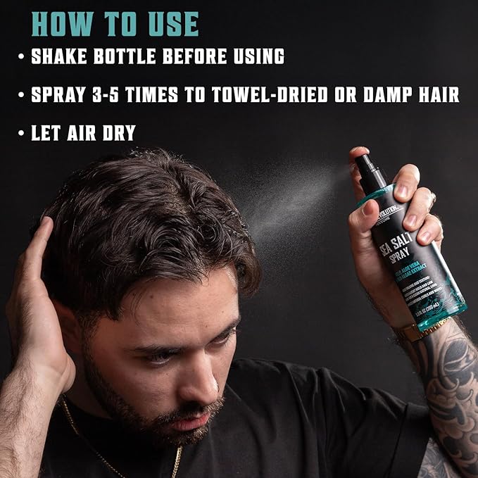 Viking Revolution Sea Salt Spray for Hair Men - Hair Texturizing Spray with Kelp, Aloe Vera and Red Algae Extract - Surf Sprays to Add Volume and Texture for Men Beach Hair - 8.8oz