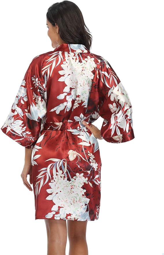 Women's Pure Short Silky Robes Bridesmaid Bride Party Satin Robes Sleepwear
