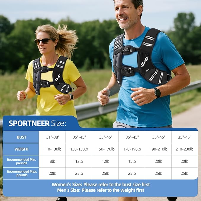 Sportneer Weighted Vest Woman: 8lb/12lb/15lb/20lb/25lb Weight Vest with Detachable Phone Bag, Adjustable Women Weighted Vest Rucking Vest for Walking Strength Training Muscle Building Weight Loss