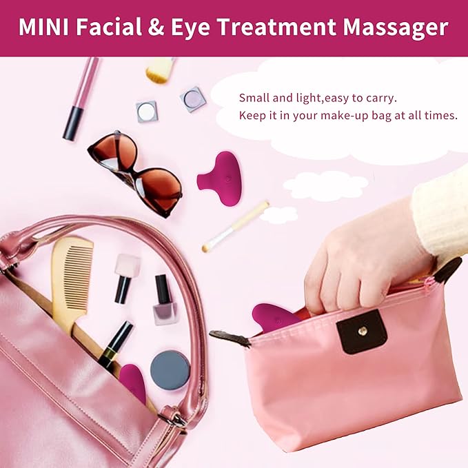 Facial Mini Massage Ball, Handhold Portable Quiet Waterproof USB Rechargeable Powerful Multifunctional Vibrating Travel Pocket Face Eye Finger Joint and Neck Jaw Massager (Deep Rose)