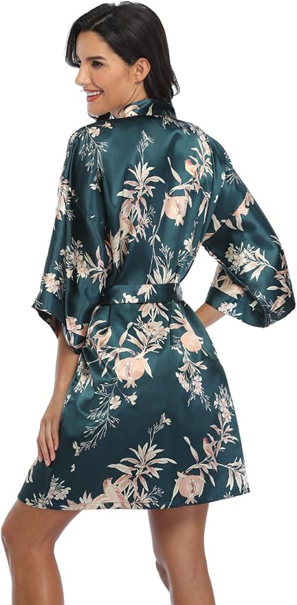 Women's Pure Short Silky Robes Bridesmaid Bride Party Satin Robes Sleepwear