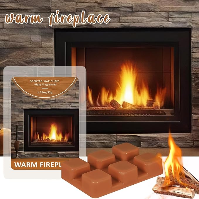 SCENTORINI Warm Fireplace Wax Melts, Scented Wax Melts, Pack of 4, Natural Soy Cubes for Candle Making, Wax Warmer