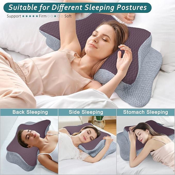 Cervical Pillow for Neck Pain Relief, Memory Foam Pillows, Ergonomic Contour Bed Pillow, Soft for Side Sleep Stomach Sleeping and Back Sleepers