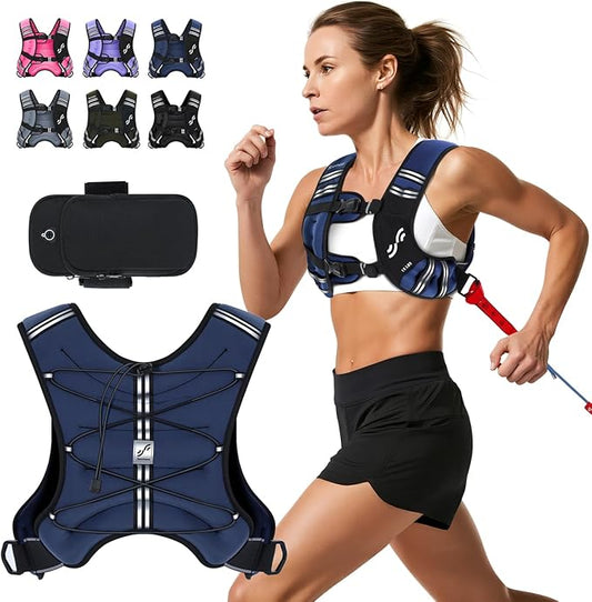 Sportneer Weighted Vest Woman: 8lb/12lb/15lb/20lb/25lb Weight Vest with Detachable Phone Bag, Adjustable Women Weighted Vest Rucking Vest for Walking Strength Training Muscle Building Weight Loss