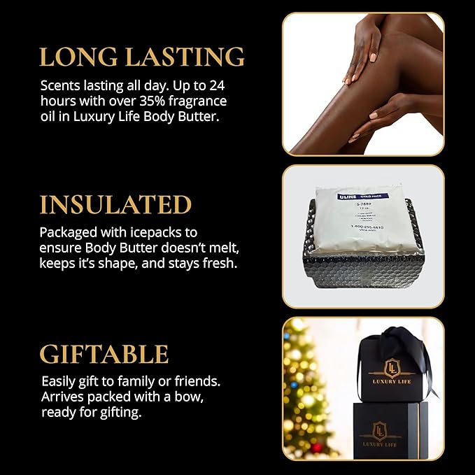 LUXURY LIFE BUTTER - Irresistibly Scented Body Butter with Hyaluronic Acid for Ultimate Moisture. Luxurious Natural Fragrance. Hydrates for a Non-Greasy Glamorous Glow, Peach Smoke, 5 oz.