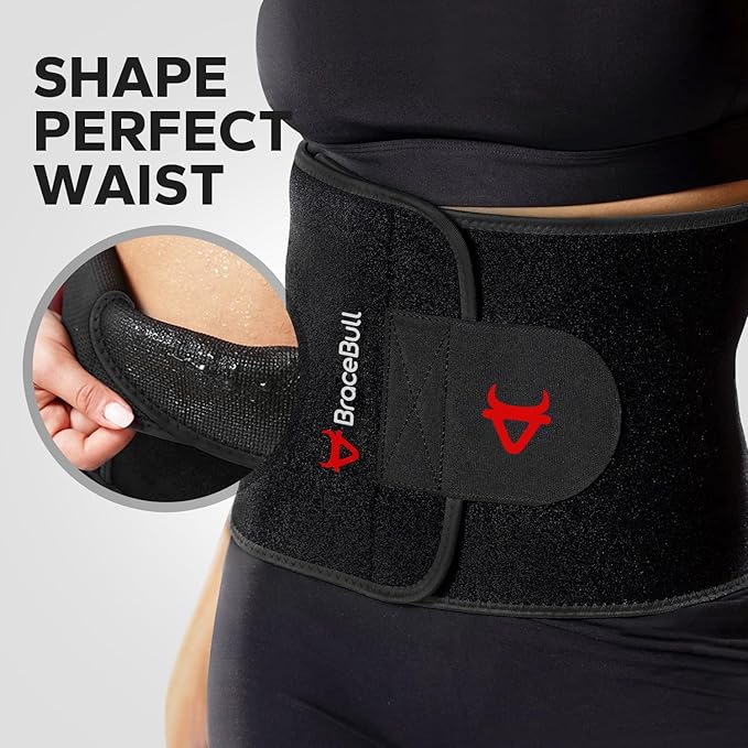 Waist Trimmer for Women and Men, Adjustable Sweat Band for High-Intensity Training & Workouts Black