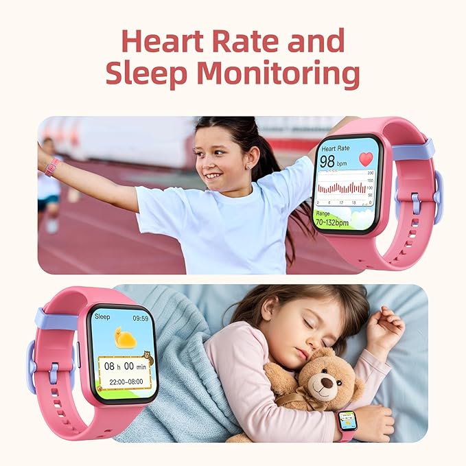 Parsonver Kids Smart Watch with Parent-Child Task & Reward System, Fun Fitness Tracker with 20 Sports Modes, Heart Rate & Sleep Monitor, IP68 Waterproof, Great Birthday Gifts for Boys Girls 5-16, Pink