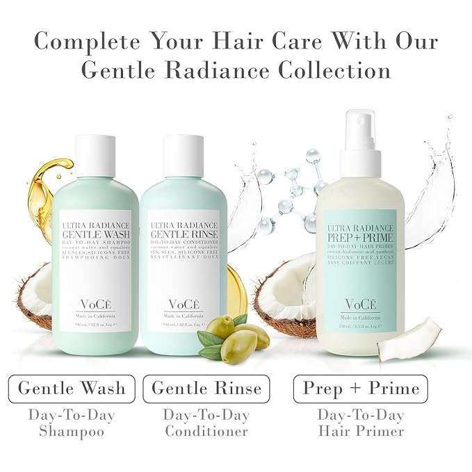 VoCÊ Haircare Vegan Prep + Prime Spray | Shine, Style Retention + Heat Protection, Nourishing, Anti-Frizz – Non-Toxic, Cruelty Free, Vegan Hair Routine Primer (8.5oz | 250ml)