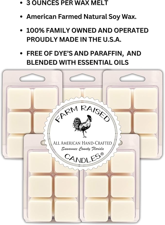 Farm Raised Candles Fruit/Floral Wax Melt. 16 Ounce 5 Pack. 100% USA Made Variety Wax Melts - Soy Wax Melts - Warmer Cubes Lavender, Lemon, Spring, Raspberry Vanilla, Cucumber Melon Citrus