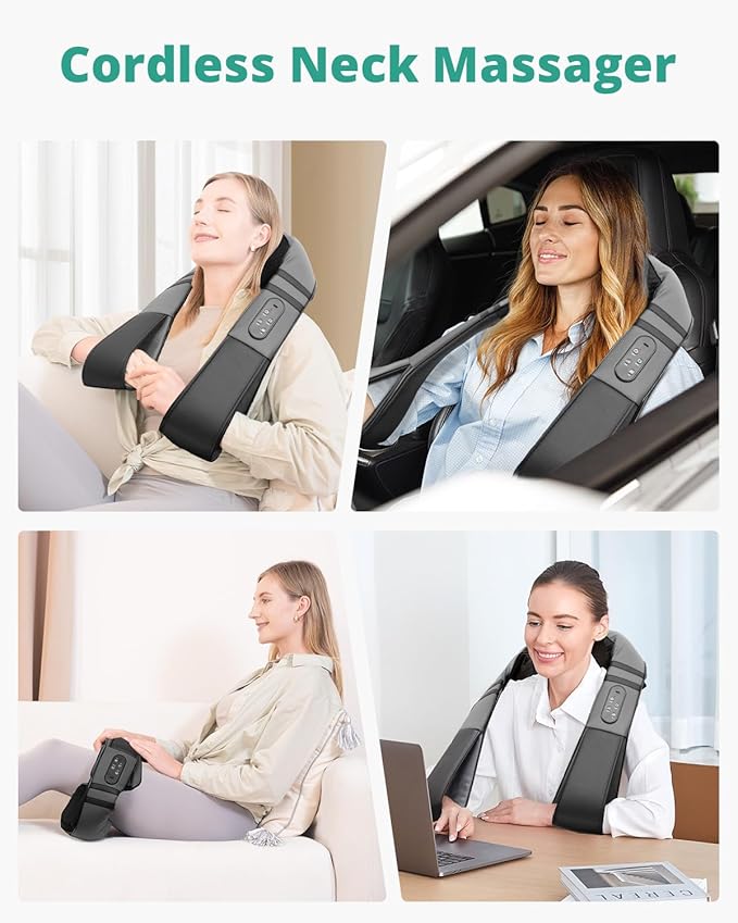 Medcursor Neck Massager with Heat for Pain Relief Deep Tissue, Rechargeable, Shiatsu Neck and Shoulder Massager, Ideal Gifts for Men, Women, Mom & Dad