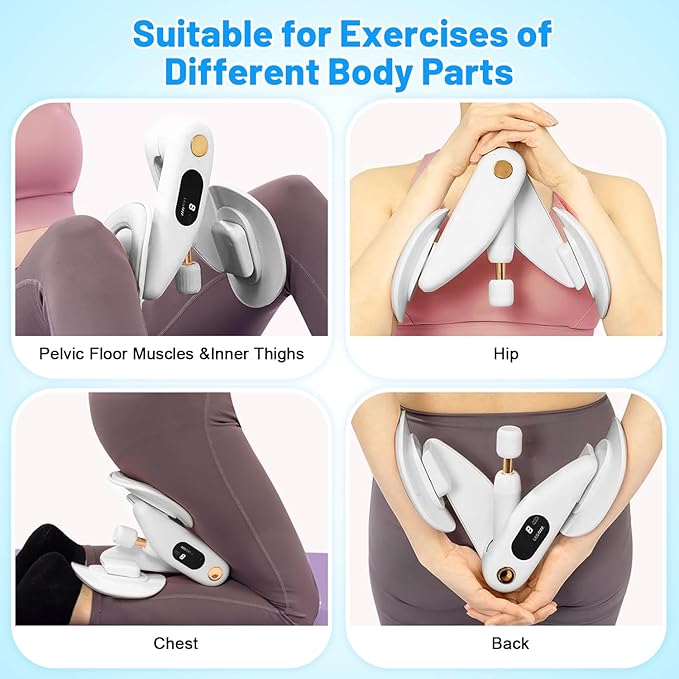 Thigh Master, Adjustable Thigh Trainer & Kegel Exerciser(10-70LB) with Leg Straps, Pelvic Floor Strengthener Devices for Women&Men, LED Counter, Postpartum Recovery, Home Gym Workout Equipment