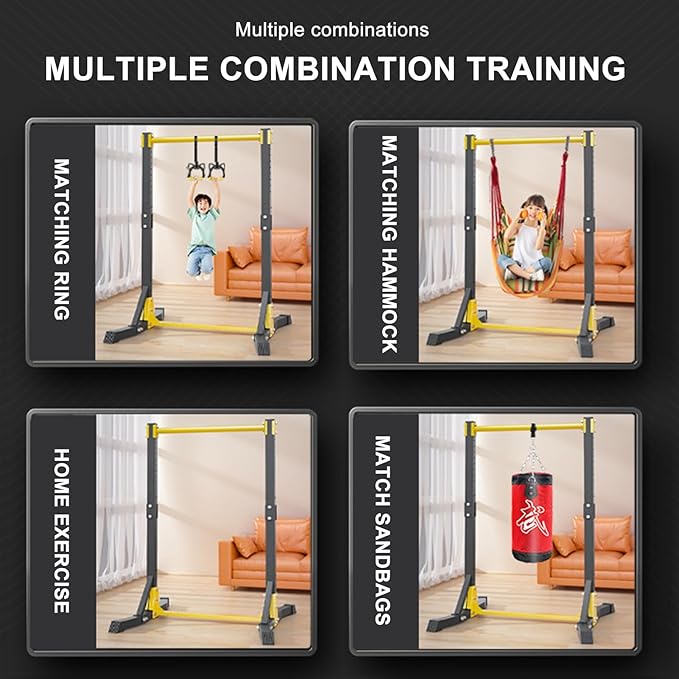 Pull Up Bar Free Standing, Outdoor Pull Up Bar Station, Pull Up Tower with 11 Gears Adjustment, 400LBS Pull Up Stand For Home Gym