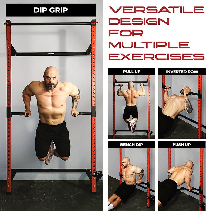 Yes4All Power Rack J-Hooks & Attachments – Heavy Duty Barbell Holders Compatible with 2x2 & 3x3 Power Racks for Home Gym