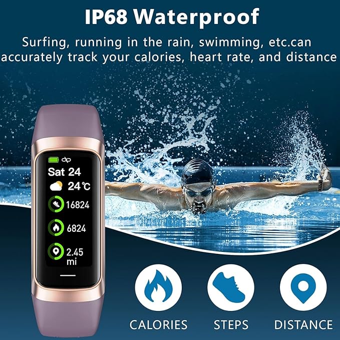 Fitness Tracker Activity Tracker 1.10''AMOLED Touch Color Screen,Smart Watch with 24/7 Blood Oxygen Heart Rate,Sleep Monitor,IP68 Waterproof,Step Counter Health for Women Men (Wine red)