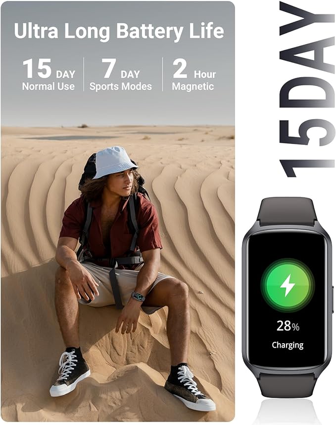 Health Fitness Tracker with 24/7 Heart Rate, Blood Oxygen, Blood Pressure, Sleep Tracker, 5ATM Waterproof Activity Trackers with Step Tracker, Pedometer (S & L Bands Included)
