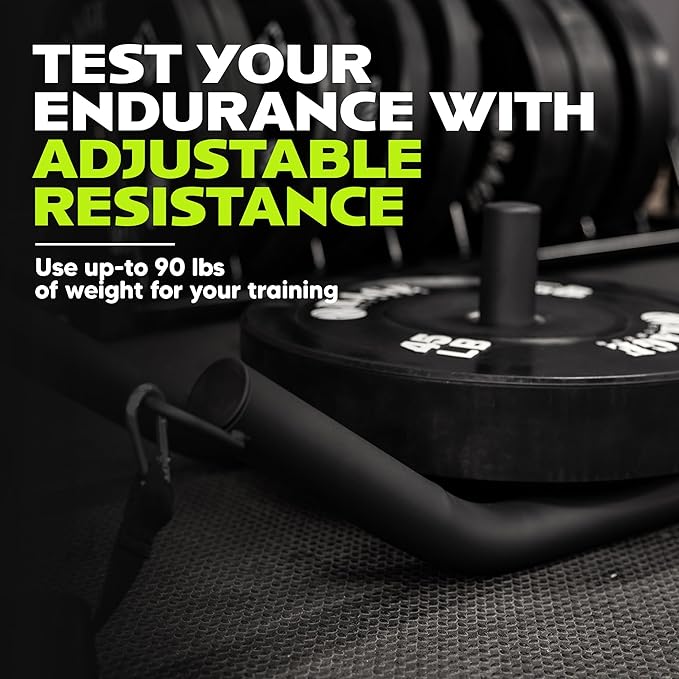 R2 Weight Training Pull Sled with Harness. 90 LBS Capacity & 6.5 Feet Strap. Power Speed Sled Ideal for Endurance and Weight Training. Compatible with Bumper Plates (Black)