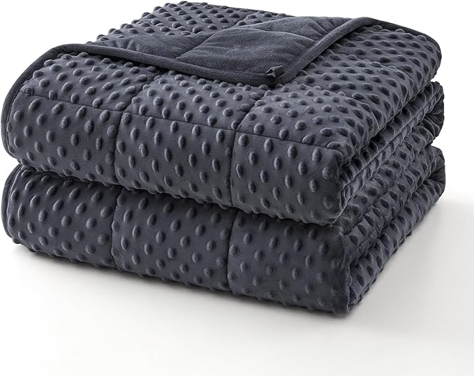 Topcee Weighted Blanket for Adults (15lbs 48"x72"), Minky Dots Heavy Blanket for 140-160lbs Sleeping, Soft, Cozy and Cooling Weighted Throw Blankets, Machine Washable, Grey
