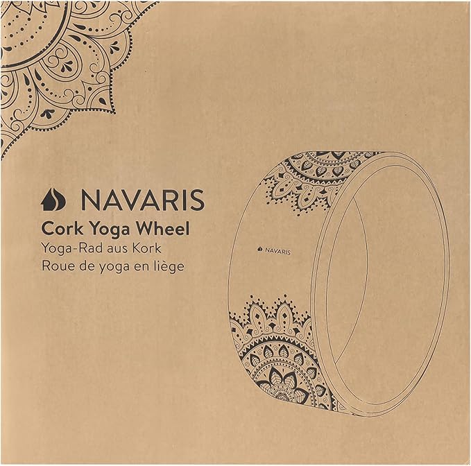 Navaris Cork Yoga Wheel - Prop for Stretching, Flexibility, Back Bends - Helps Deepen Poses and Stretch Back, Shoulders, Chest - 13" (33cm) Diameter