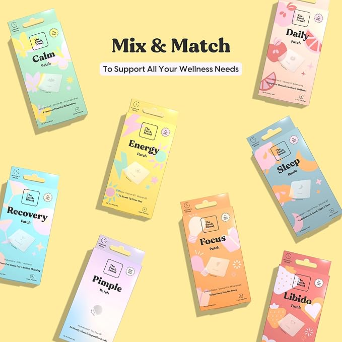 The Patch Brand Energy Patches | Supports Energy with Caffeine and B5 and B3 | All Natural Wellness Patch Plant Based and Cruelty Free Water Resistant Patches That Last All Day