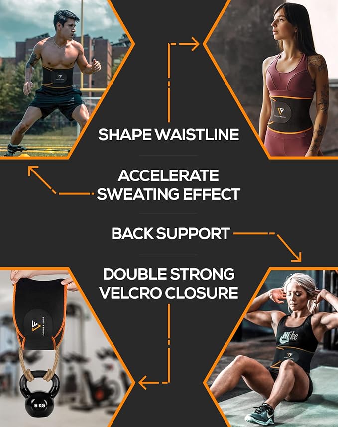 Sweat Waist Trimmer Trainer Belt for Women & Men,Workout Wrap Shaper with Copper Ion for Enhanced Sweating Effect