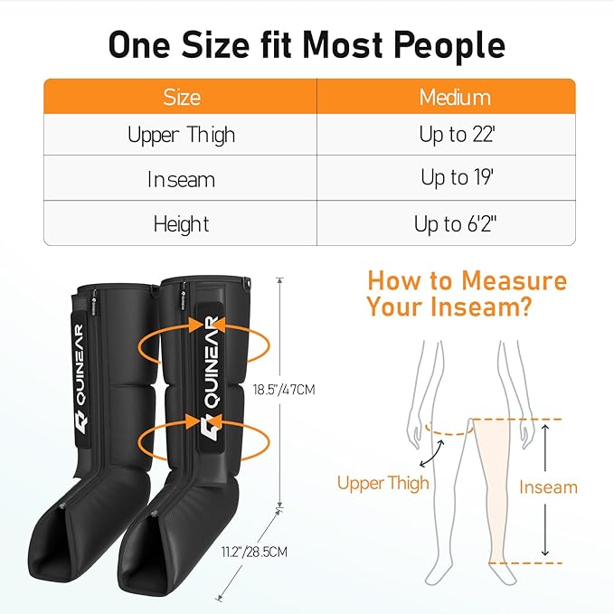 QUINEAR Leg Recovery System for Athletes, Recovery Boots, Leg Compression Massager for Circulation and Pain Relief - Time Adjustable(FSA or HSA Approved)