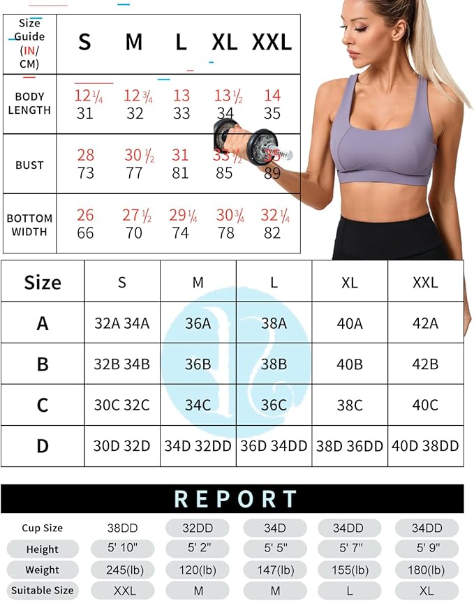 RUNNING GIRL High Impact Sports Bras for Women,Racerback Running Bra Workout Crop Tank Tops Longline Sports Bra Push up