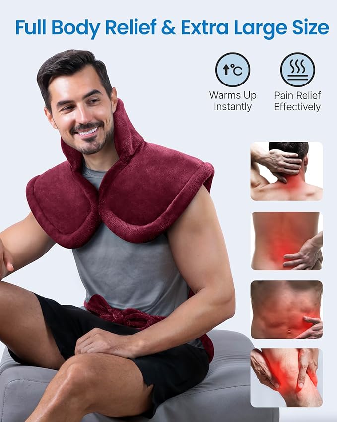RENPHO Heating Pad for Neck and Shoulders and Back, Christmas Gifts for Women Men, Electric Heated Pad for Back Pain Relief, Hsa Store Eligible Items, FSA Eligible, ETL Safety Certified, 21"x23" Red