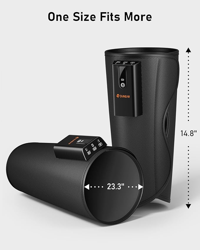 QUINEAR Cordless Calf Massager with Heat and Compression, Leg Massager for Circulation and Pain Relief, Portable Leg Massager with 3 Intensities & 3 Modes, Fast Recovery for Swelling, RLS