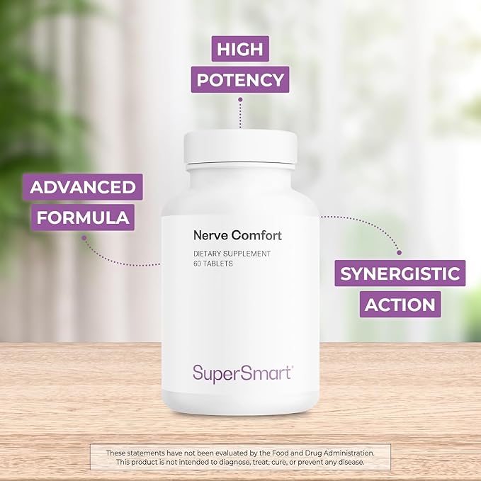 Supersmart - Nerve Comfort (Advanced Formula) - with Alpha Lipoic Acid ALA, Acetyl-L-Carnitine, Benfotiamine & Magnesium Supplement | Non-GMO & Gluten Free - 60 Tablets
