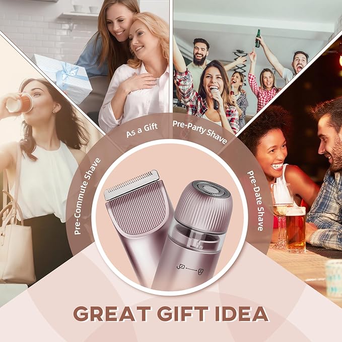 Bikini Trimmer for Women,Dual Head Shaver, IPX7 Waterproof, Compact Travel Design Bikini Shaver for Public Hair, Facial and Body(Pink)