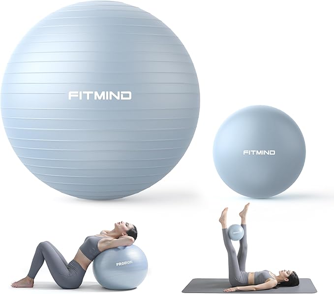 Exercise Balls Set 22-30 Inch & 9 Inch, Small Pilates Ball with Pump, Pregnancy Ball for Women, Yoga Balls for Exercise, Small Exercise Ball for Between Knees, Stability, Physio