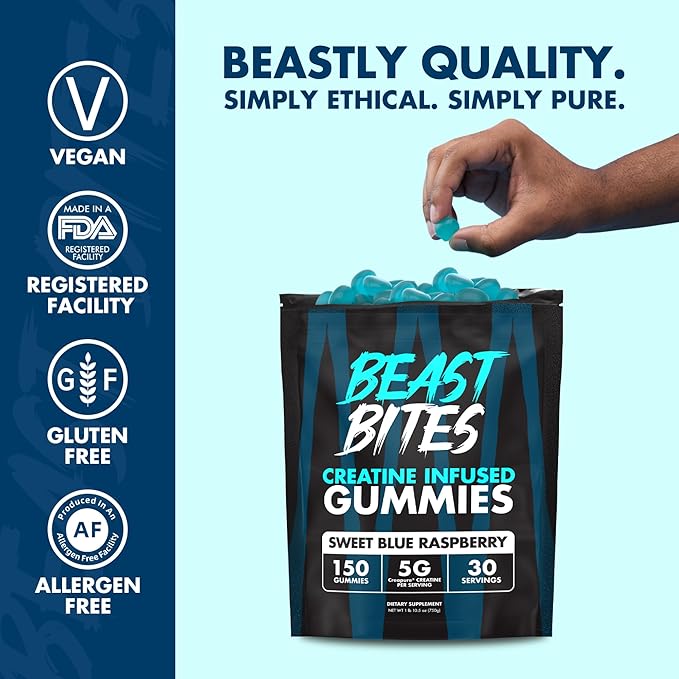 BEAST BITES - Creatine Infused Gummies - 5g Creapure Creatine Monohydrate Per Serving - NSF Certified for Sport - 30 Servings