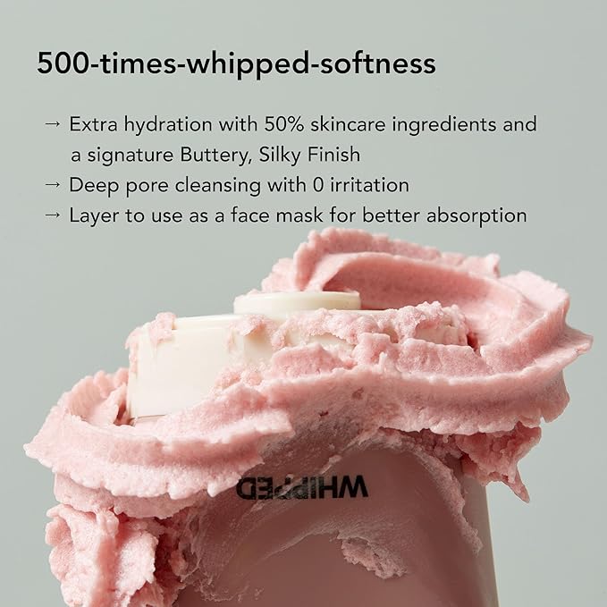 WHIPPED Cream Facial Cleanser Muhwabutter - Fig & Cacao Butter Face Wash - For Dry Sensitive Skin, Moisturizing & Skin Barrier Care, Niacinamide, Ceramides, Vegan Korean Skincare, 6.76 fl. oz