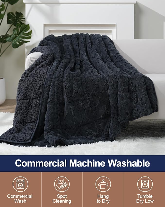 Super Fuzzy Soft Sherpa Fleece Weighted Blanket, 15 lbs Dual Sided Fluffy Heavy Weighted Blankets for Adults - No Bunching with Double Layers of Soft Inner Lining (48"x 72", 15 Pounds)