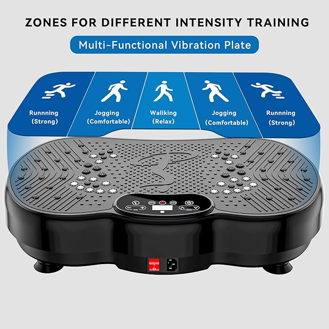 Vibration Plate Exercise Machine for Home & Office - Whole Body Vibration Platform Plate w/ Resistance Bands, Ultra Quiet Exercise Equipment for Weight Loss, Toning (Black)