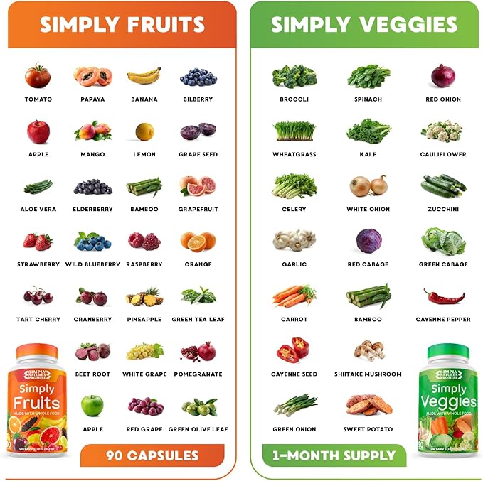 Simply Nature's Pledge - Packed with Over 40 Different Fruits & Vegetables - 4 Month Supply- Made with Whole Food Superfoods - with Aloe Vera – 100% Soy Free - 720 Capsules