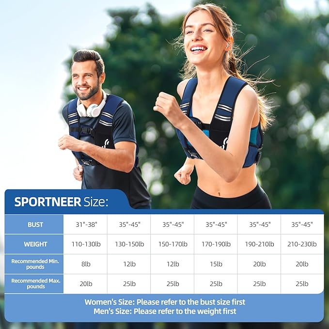 Sportneer Weighted Vest Woman: 8lb/12lb/15lb/20lb/25lb Weight Vest with Detachable Phone Bag, Adjustable Women Weighted Vest Rucking Vest for Walking Strength Training Muscle Building Weight Loss