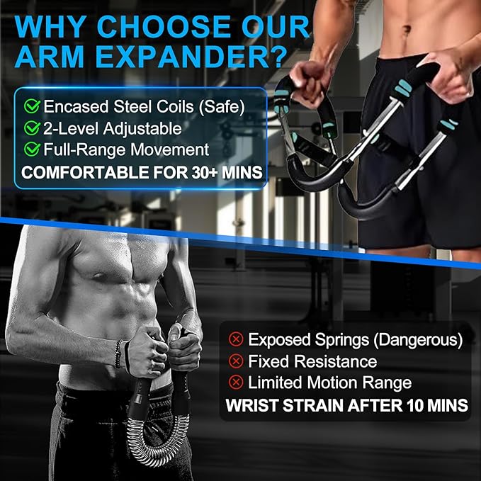 Adjustable Power Twister Bar: Arm and Chest Muscle Trainer, Gorilla Bar for Chest Workout, Arm Twister Exerciser, Chest Clip Muscle Trainer, Home Fitness Equipment