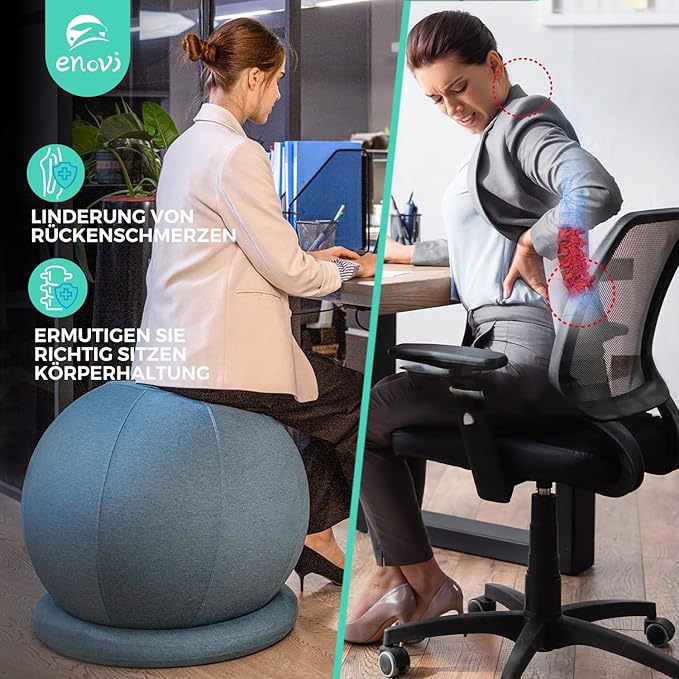 ProBalanceΩ Ball Chair, Yoga Ball Chair Exercise Ball Chair with Slipcover and Base for Home Office Desk, Birthing & Pregnancy, Stability Ball & Balance Ball Seat to Relieve Back Pain, Multiple color size