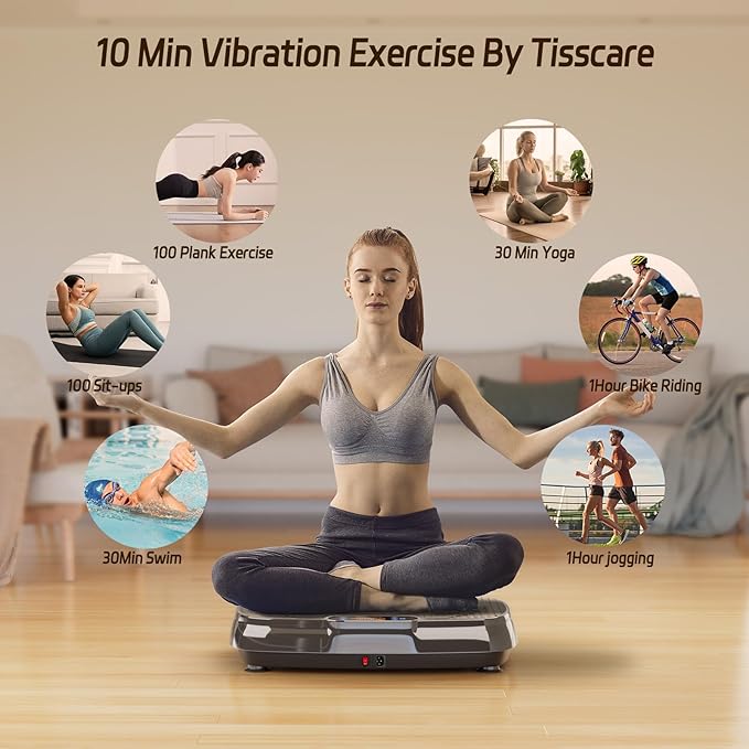 Vibration Plate Exercise Machine: TISSCARE Weight Loss and Lymphatic Drainage Vibrating Plates, Whole Body Workout Sculpting Platform for Home Fitness Fat Burner for Women Men