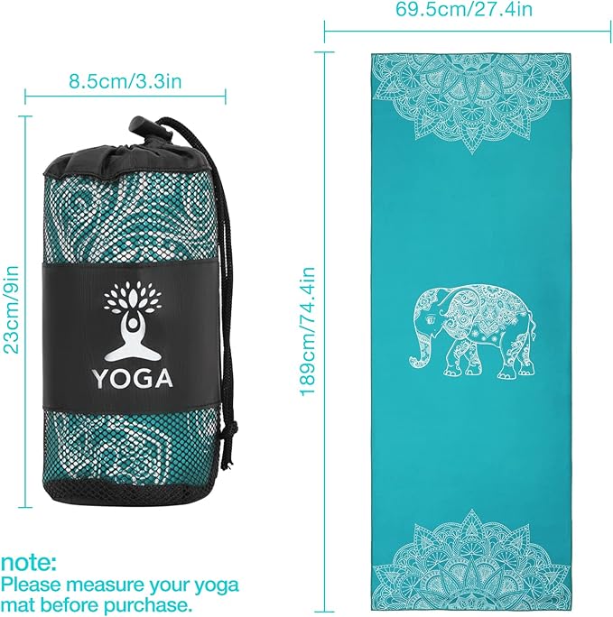 MoKo Yoga Towel, Non Slip Hot Yoga Blanket Printing Pattern Quick Dry with Corner Pocket for Bikram, Pilates, Gym Workout, Outdoor Picnic