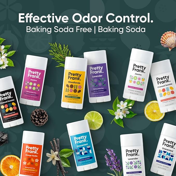Pretty Frank Natural Aluminum-Free Deodorant Stick, Baking Soda-Free, Orange Vanilla (1-Pack) | Sensitive Skin Friendly, Effective Odor Control for Women & Men, Organic Ingredients and Essential Oils
