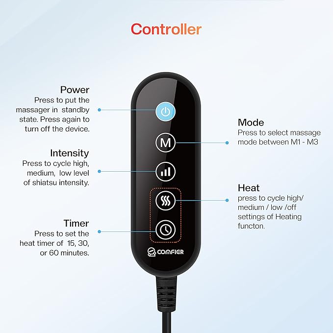 COMFIER Foot Massager with Heat, Electric Foot Warmer,Gifts for Women,Men, Shiatsu Feet Massager Machine for Plantar Fasciitis,Neuropathy, 2-in-1 Foot & Back Massager, Foot Heater