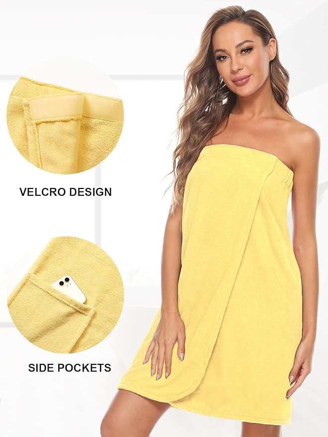 Knuffnee Women's Bath Wrap Towel Shower Spa Body Wrap Adjustable Closure Bathrobe