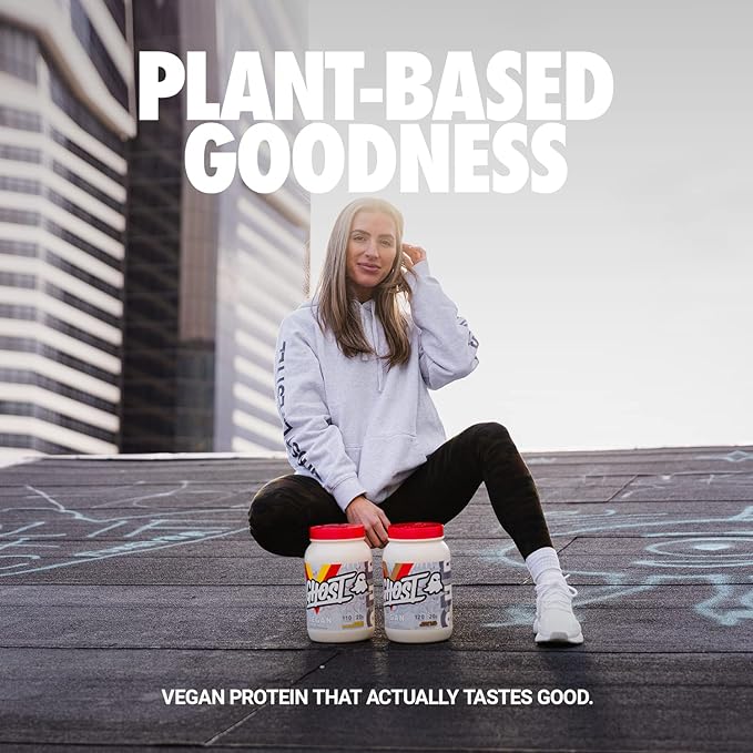 GHOST VEGAN Protein Powder, Peanut Butter Cereal Milk - 2lb, 20g of Protein - Plant-Based Pea & Organic Pumpkin Protein - Post Workout & Nutrition Shakes, Smoothies, & Baking - Soy & Gluten-Free